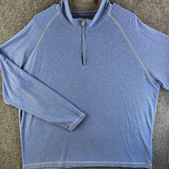 Johnnie-o Natural Performance XXL Rayon Spandex Blue Heathered 1/4 Zip Pullover - Picture 2 of 13